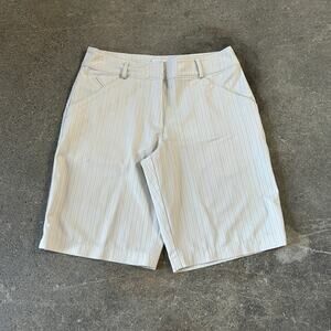 Vintage Nike Golf Shorts Womens 4 Tan Striped Chino Stretch Lightweight 10"